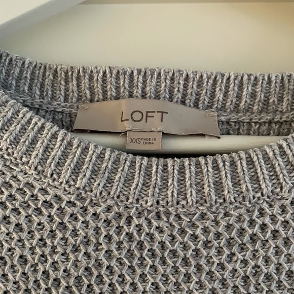 LOFT | Grey Knit Crossover Split Open Back Sweater XXS - Picture 2 of 3